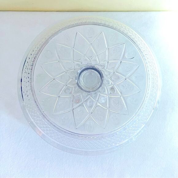 Vintage 1930s Imperial Glass Cape Cod Footed Cake Stand Plate Chip & Dip Platter - Picture 3 of 8